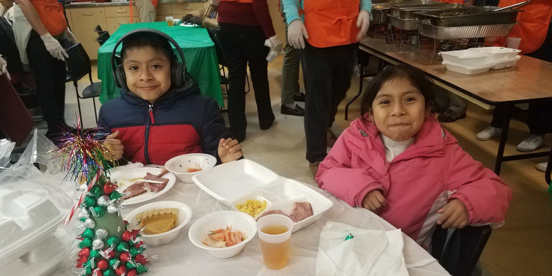 Kids sharing a meal