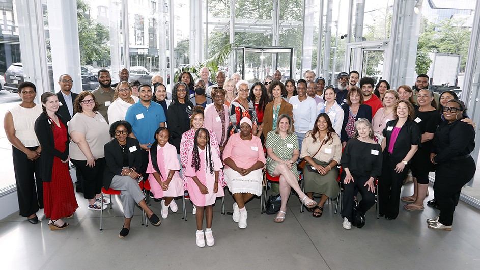 Columbia Community Service grantees and staff pose together for a photo at The Forum.
