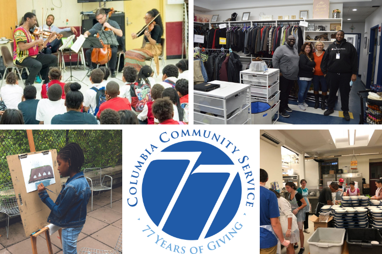 A collage of images of grantees of Columbia Community Service