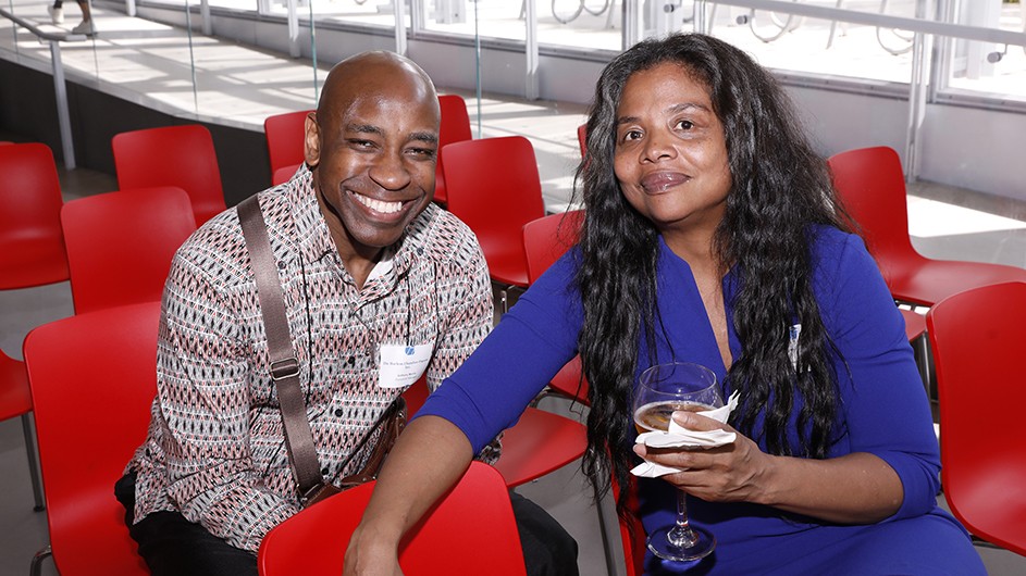 Photo by Michael DiVito. Two grantees pose for a photo.