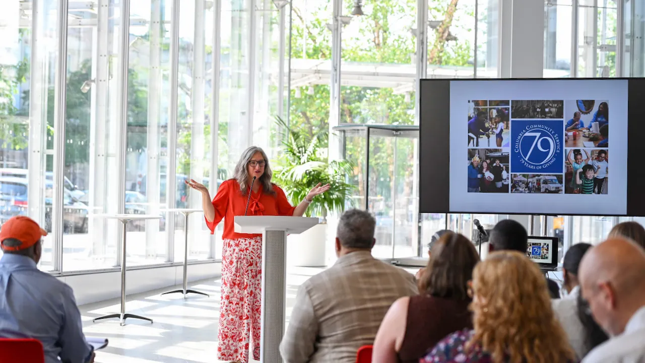 Carrie Walker addresses attendees.