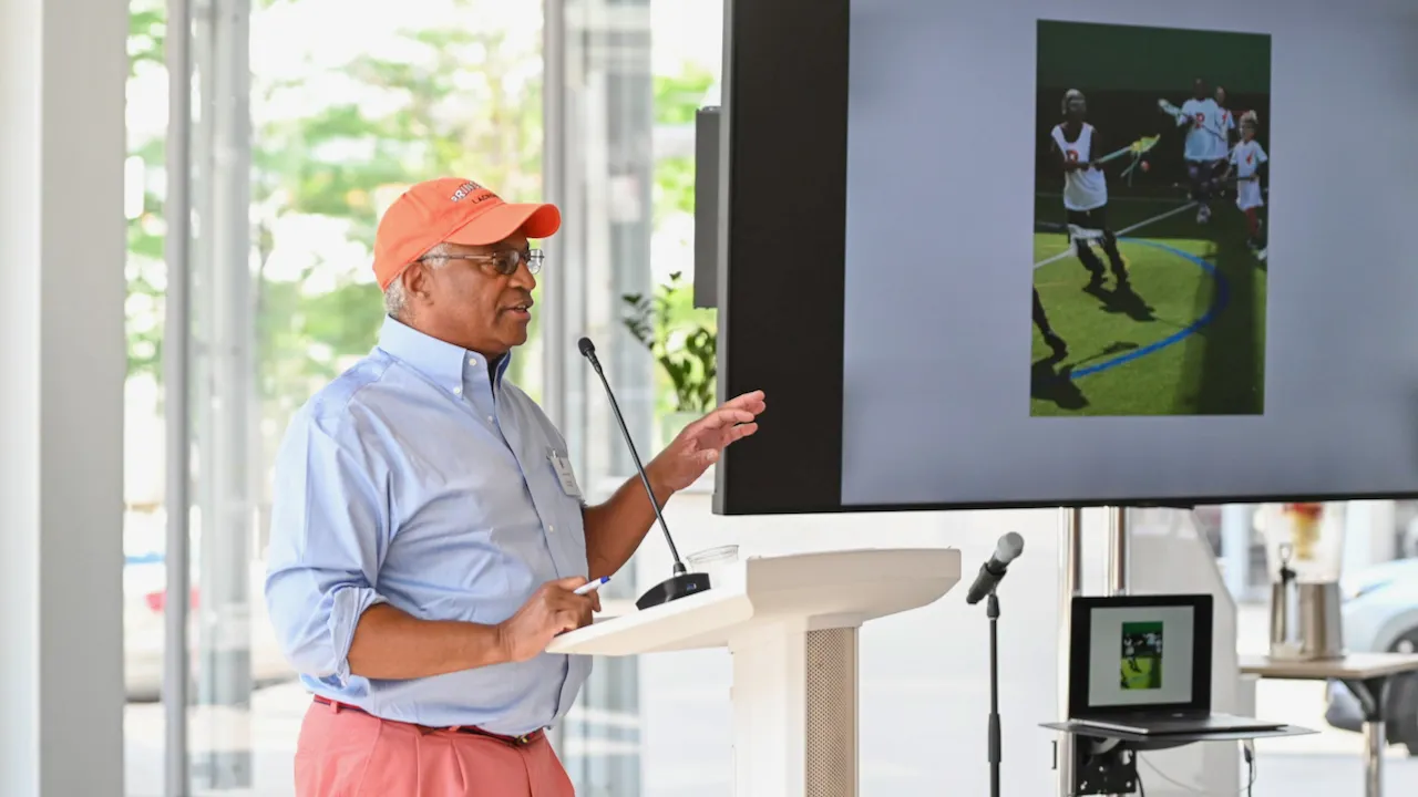 Bruce Lincoln addresses attendees.