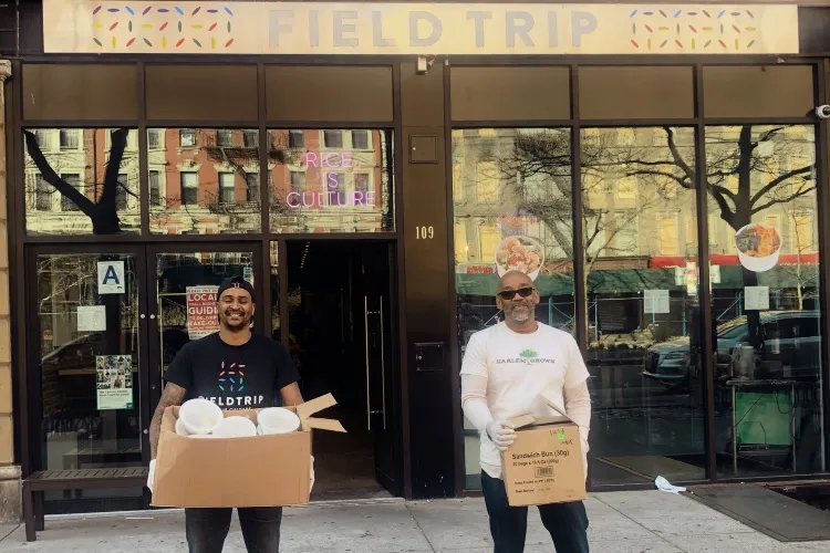 Two volunteers at field trip. 